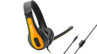 CANYON CNS-CHSC1BY entry price PC headset, combined 3,5 plug, leather pads, Black-yellow 